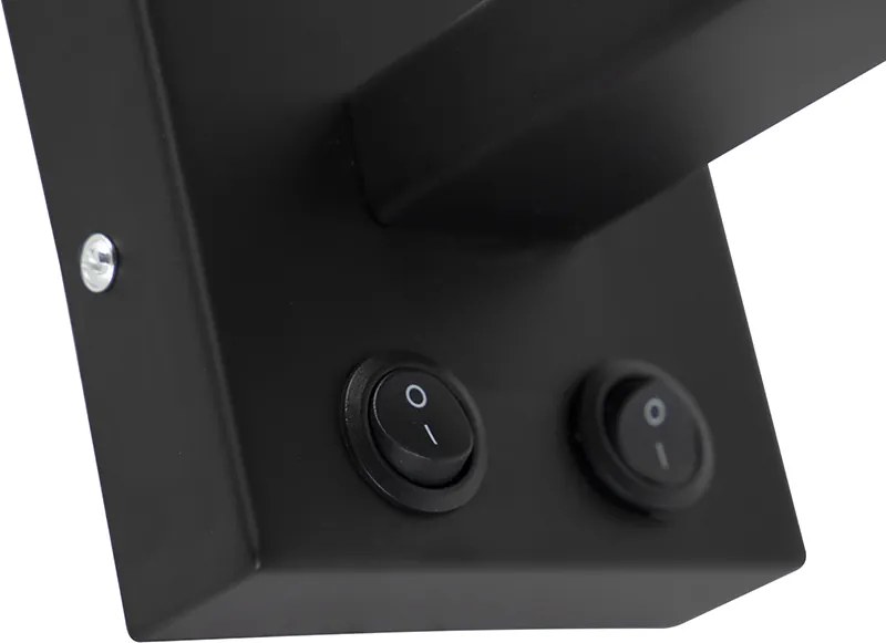 Wandlamp zwart met flexarm en kap oranje met gouden binnenkant 18cm - Brescia Combi