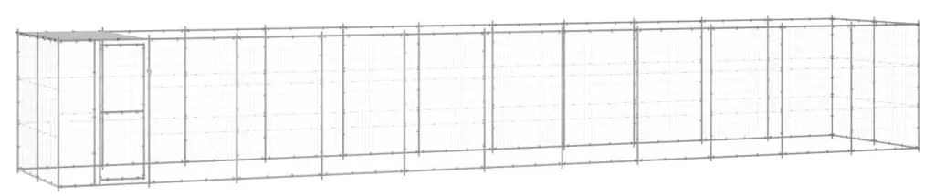 Canil de exterior com telhado 26,62 m² aço galvanizado