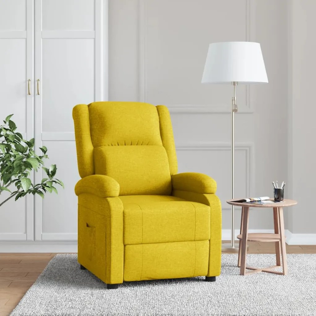 vidaXL Poltrona reclinável tecido amarelo