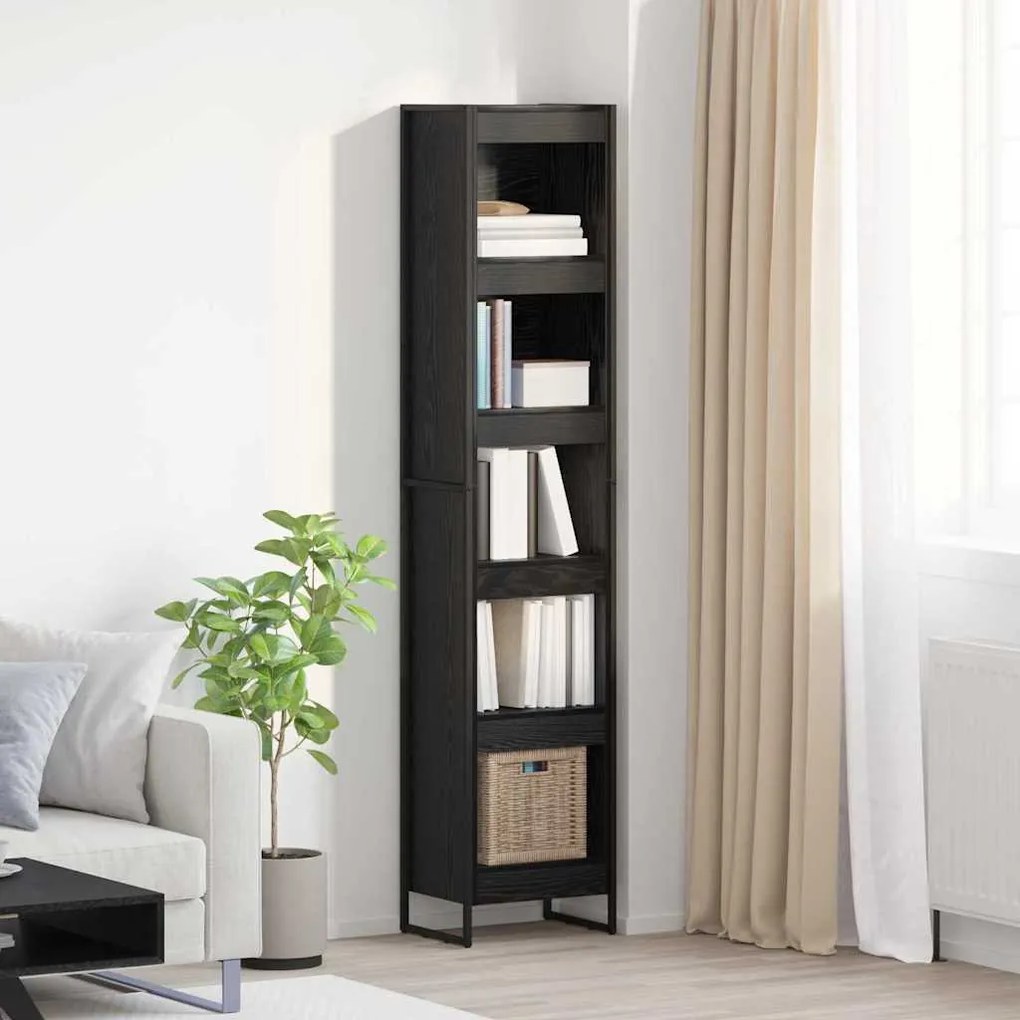 vidaXL Gabinete de Livros Carvalho Preto 80 x 30 x 155 cm