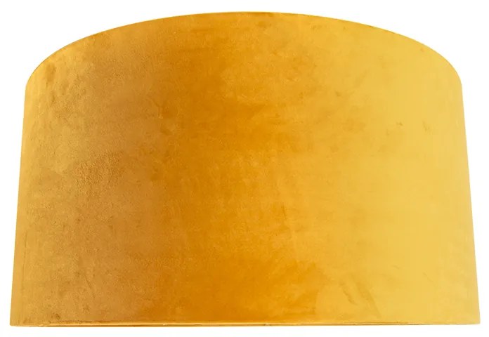 Abajur de veludo amarelo 50/50/25 com interior dourado