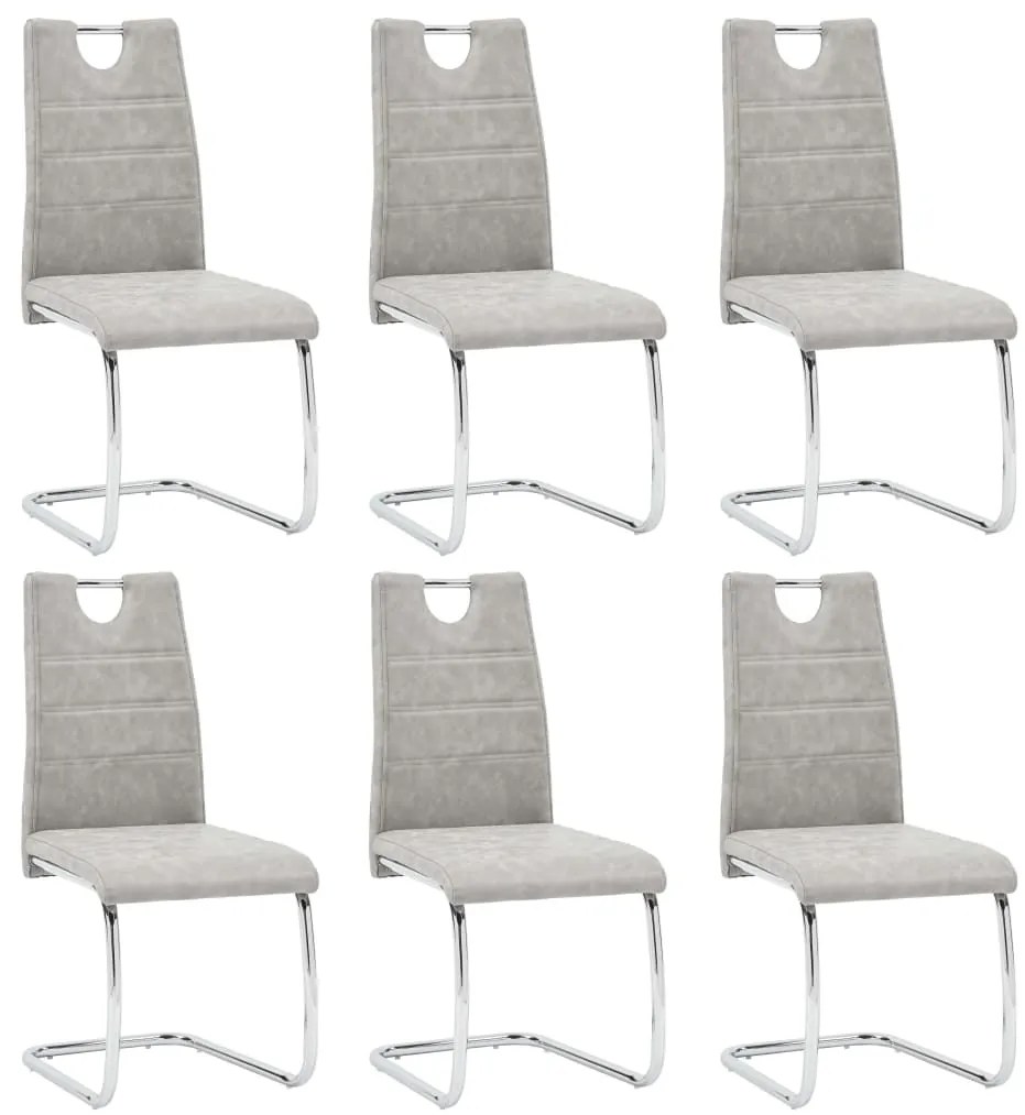 vidaXL Cadeiras de jantar 6 pcs couro artificial cinzento-claro