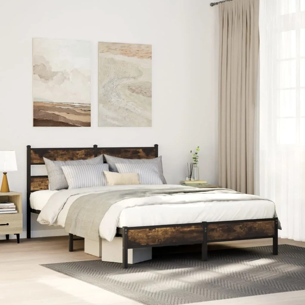 vidaXL Cama sem colchão com cabeceira 160x200 cm carvalho sonoma