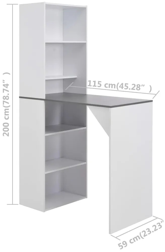 Mesa de bar com armário 115x59x200 cm branco