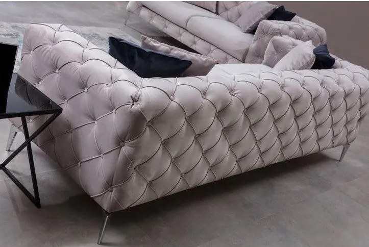Sofá de 3 Lugares Como – Cinzento Claro – 237x73x90 cm