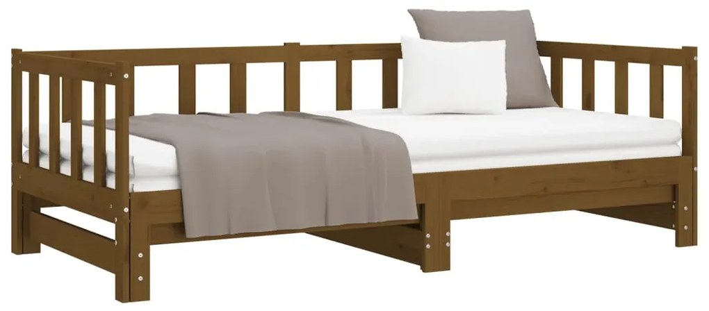 Estrutura sofá-cama de puxar 2x(90x190)cm pinho maciço castanho
