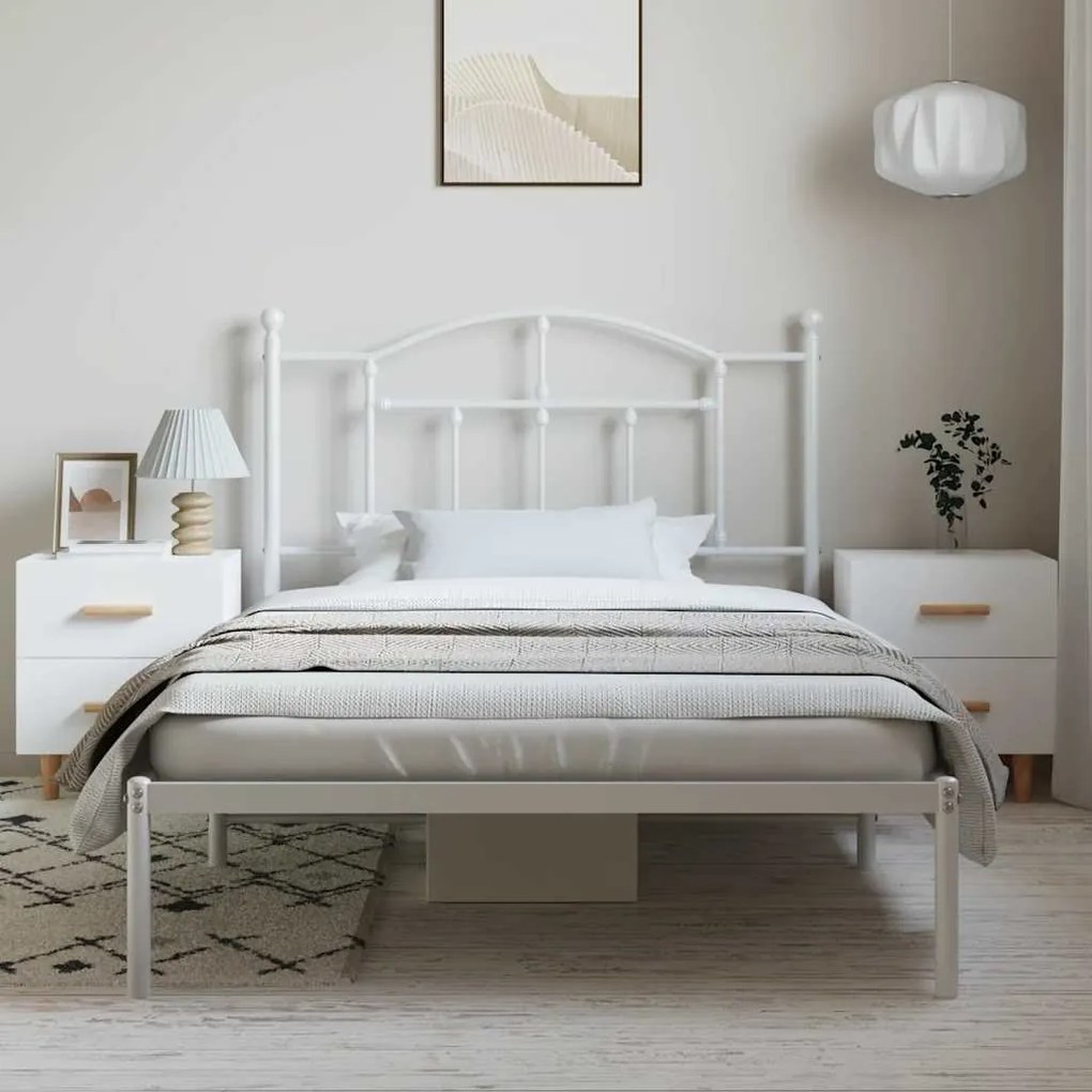 Estrutura de cama com cabeceira 100x200 cm metal branco