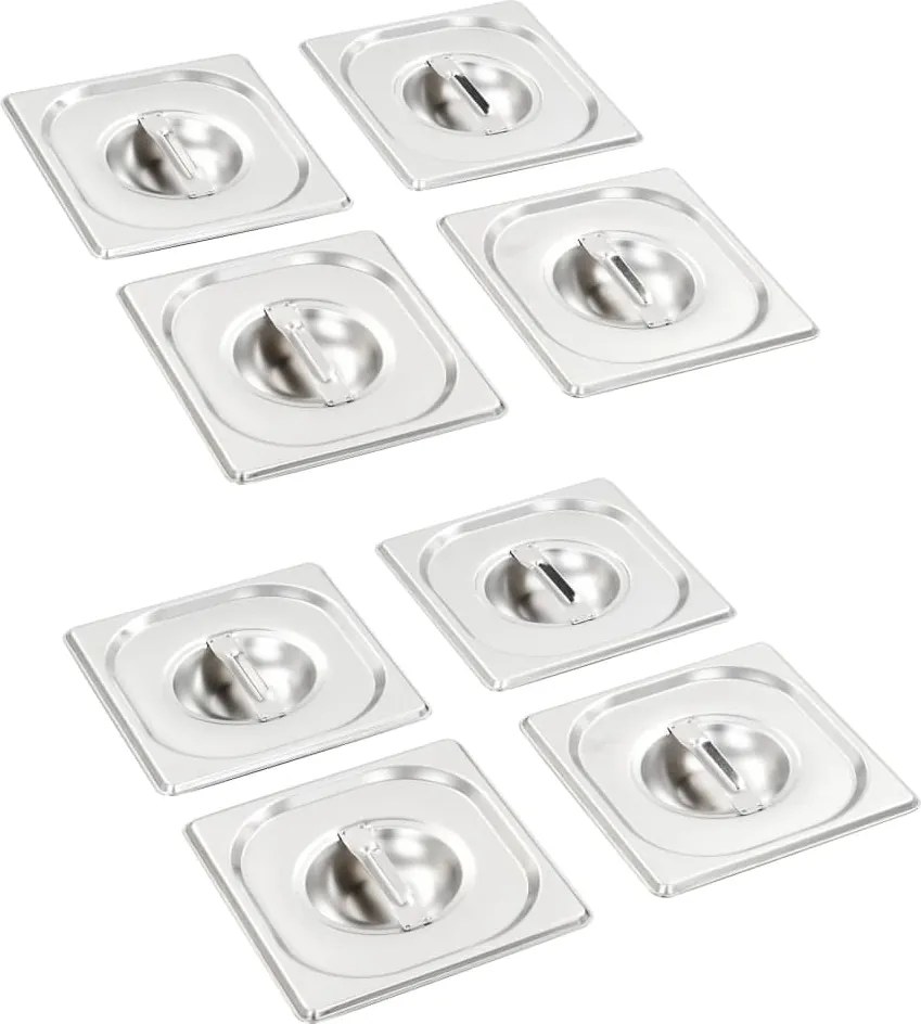 Tampas para recipientes comida GN 1/6 8 pcs aço inoxidável