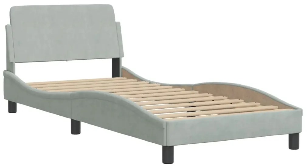 Cama com colchão 90x190 cm veludo cinzento-claro