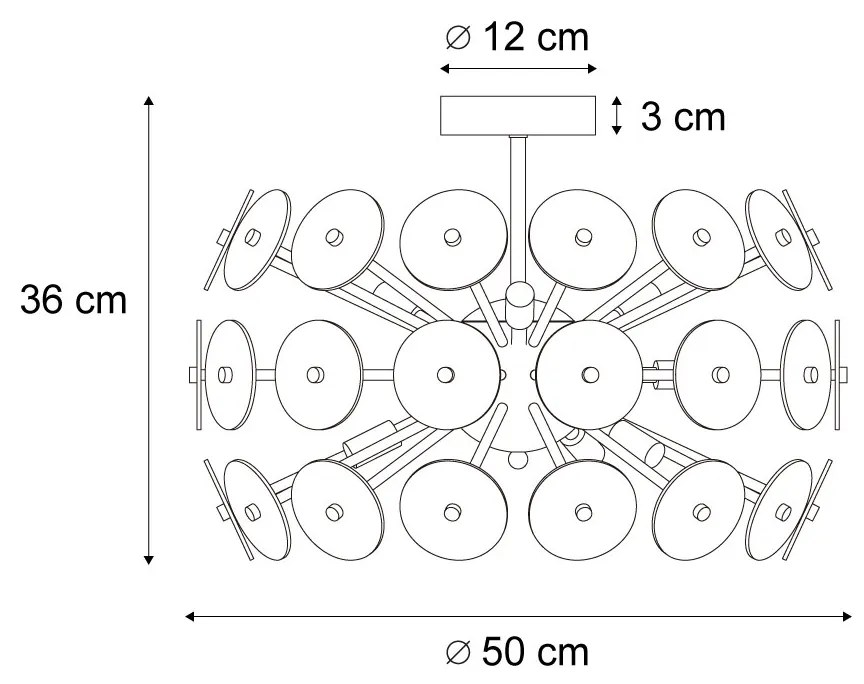 Candeeiro de Teto Art Déco Preto com Vidro Fumê - Atomic