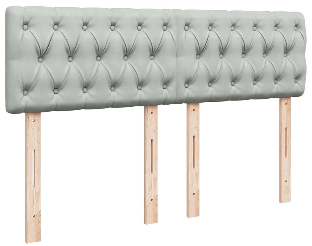 Cama com molas/colchão 140x200 cm veludo cinzento-claro