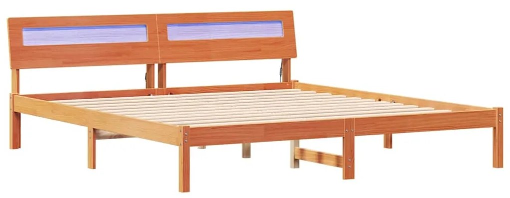 Estrutura da Cama Castanho 200 x 200 cm Madeira maciça