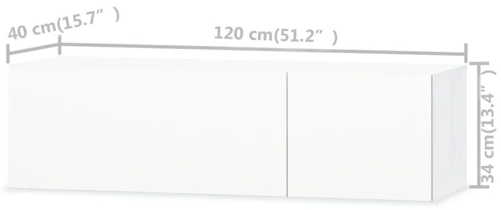 Móvel de TV de Parede Cardani de 240 cm - Branco Brilhante/Branco - De