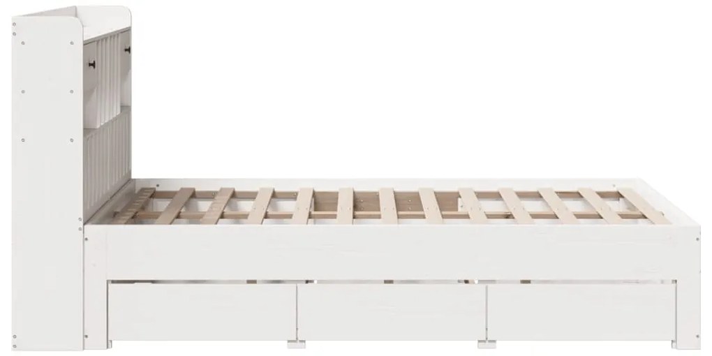 Cama com estante sem colchão 135x190 cm pinho maciço branco
