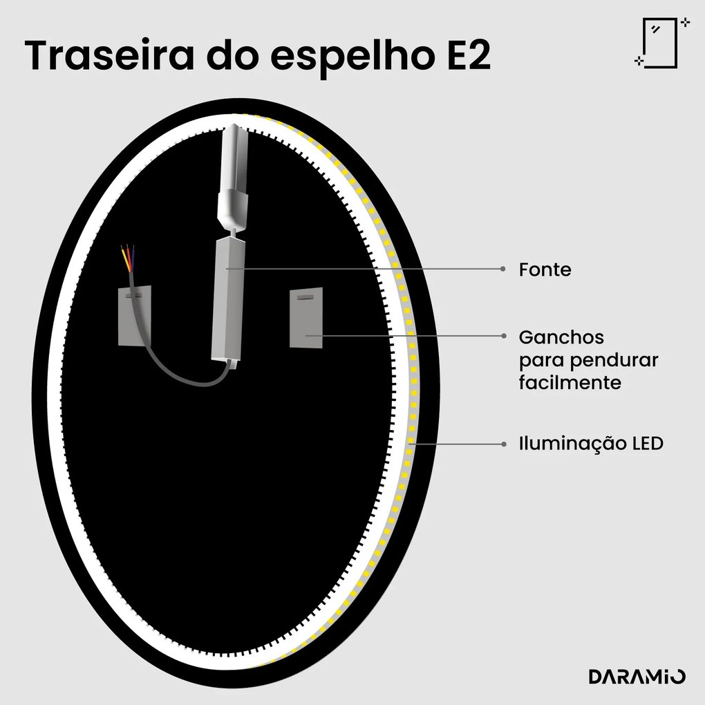 Espelho redondo com luz E2