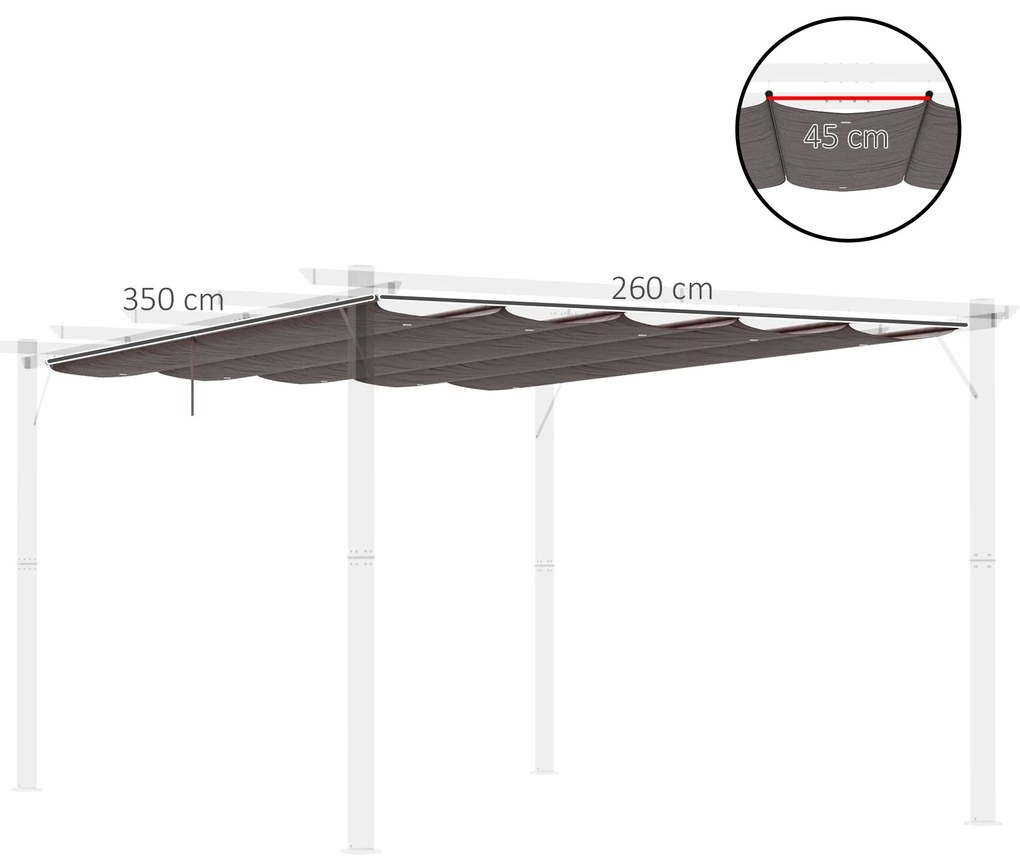 Cobertura para Pérgola 3,5x2,5 m Teto de Substituição Retrátil para Pé