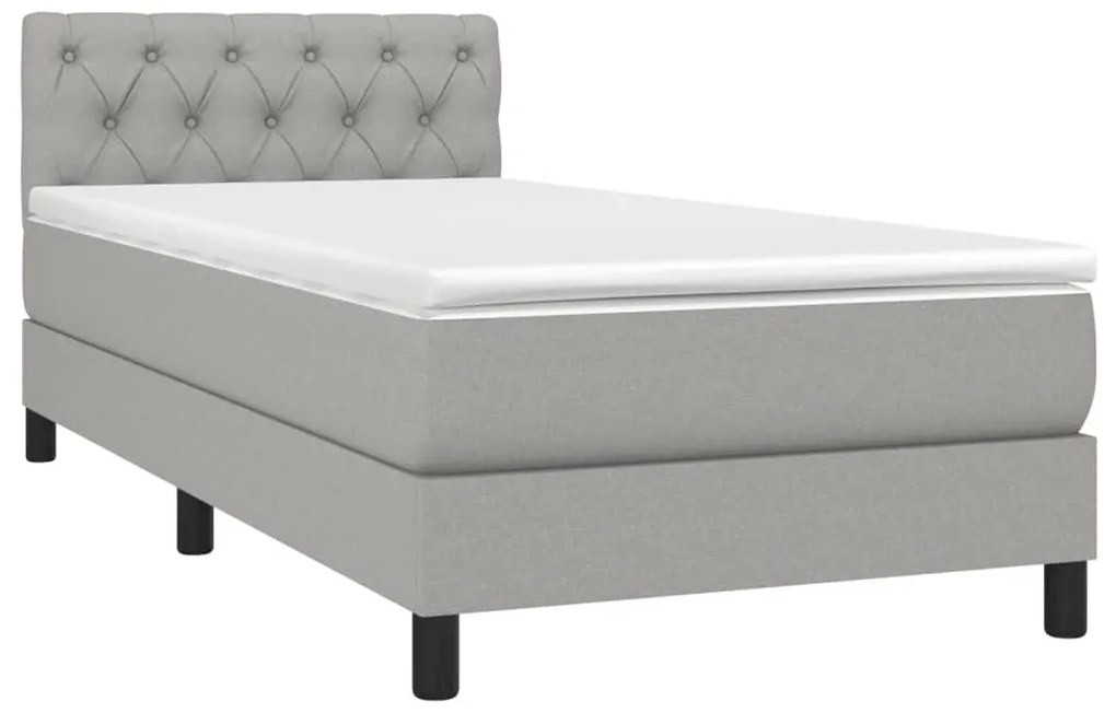 Cama com molas/colchão 80x200 cm tecido cinza-claro