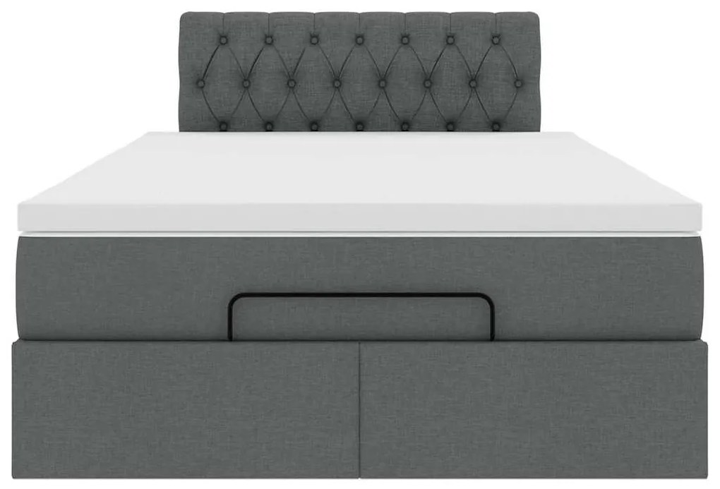 Cama otomana com colchão 120x190 cm tecido cinzento escuro