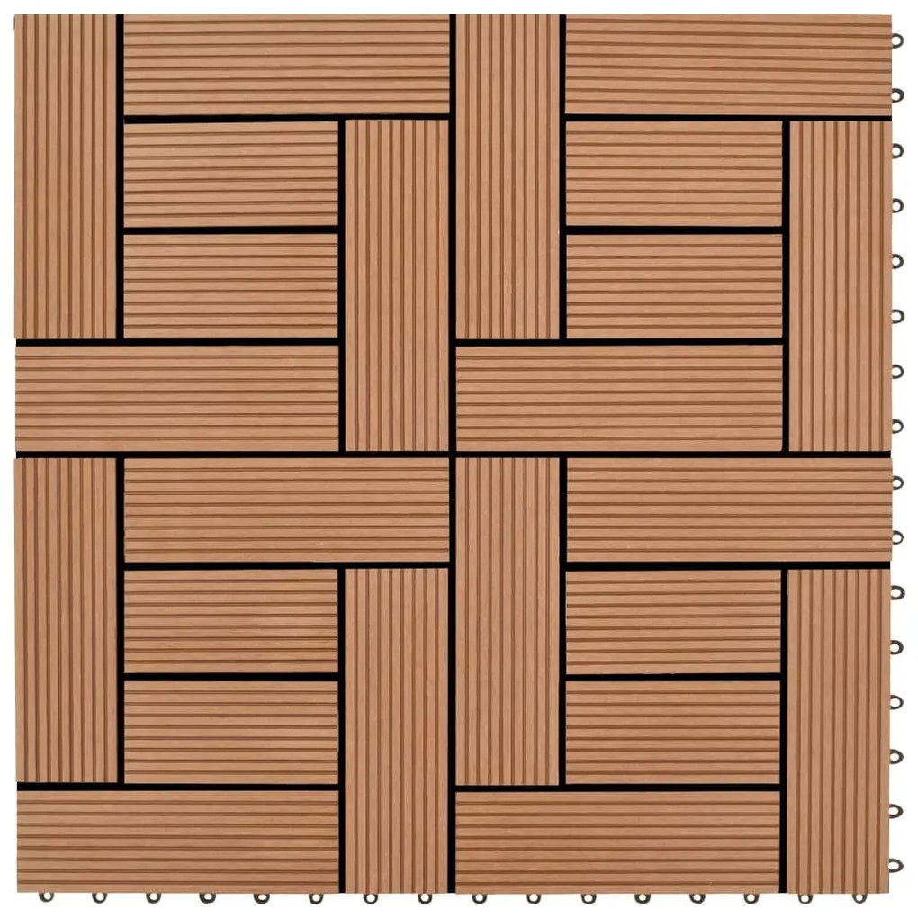 277798 vidaXL Ladrilhos de pavimento 22 pcs WPC 2m² 30x30 cm castanho