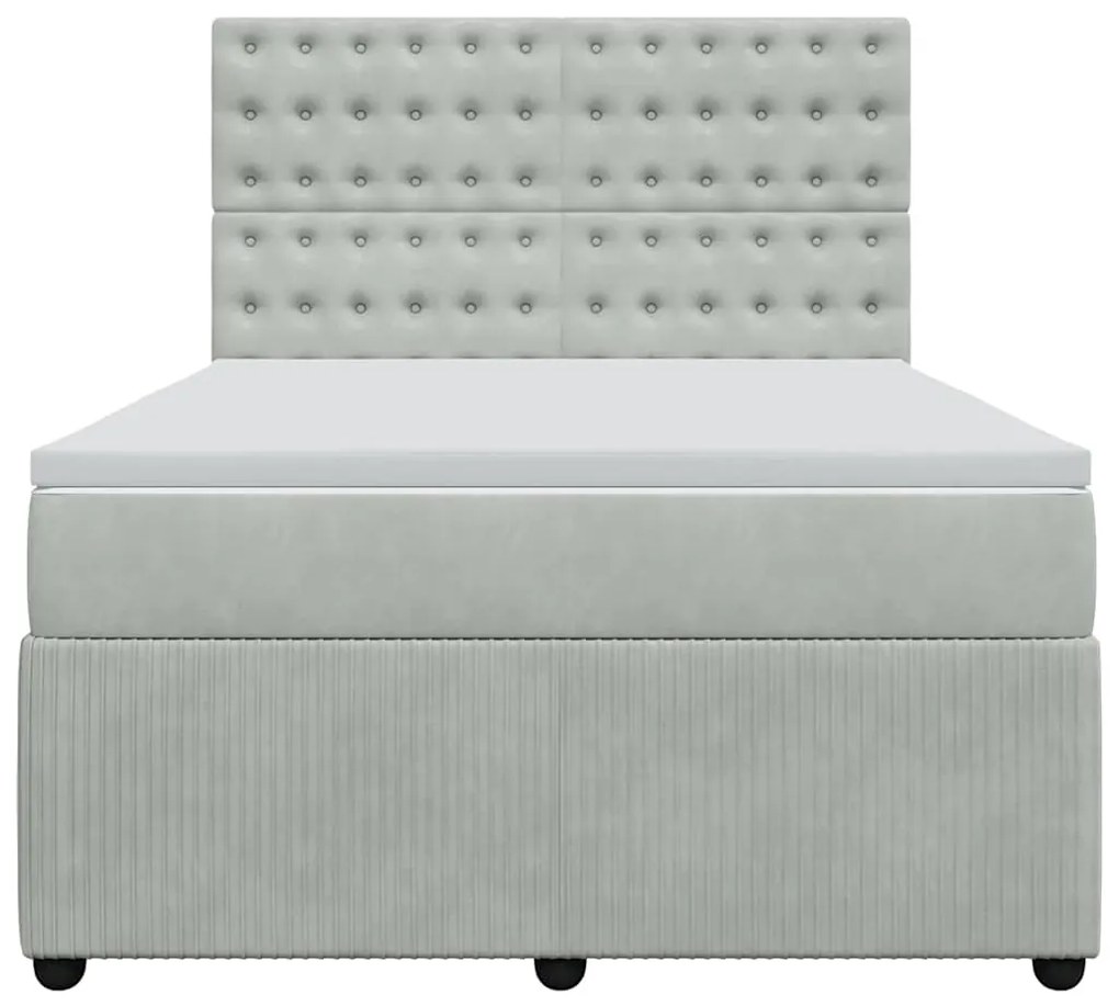 Cama com molas/colchão 140x190 cm veludo cinzento-claro