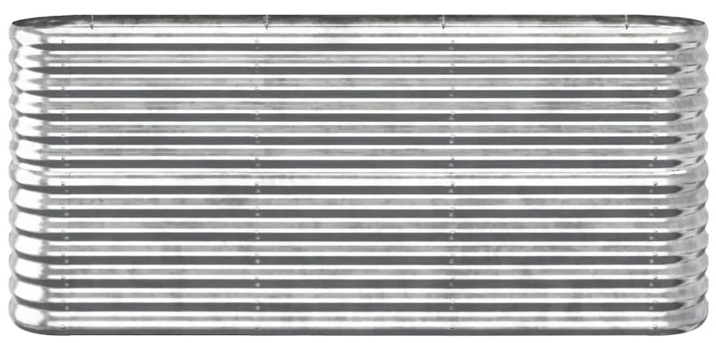 Canteiro elevado jardim 152x40x68cm aço revestido a pó prateado