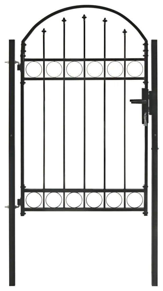 vidaXL Portão para cerca com topo arqueado 100x150 cm aço preto
