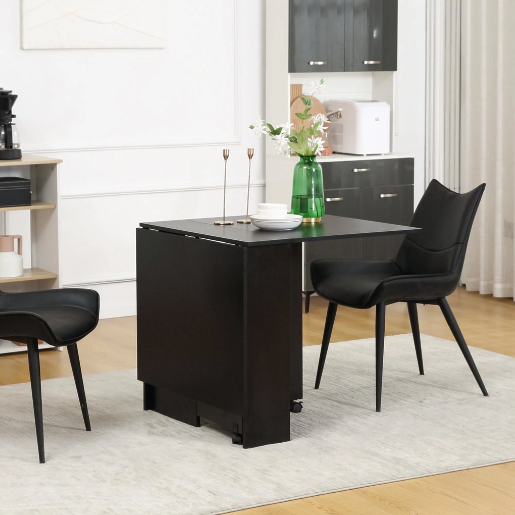 Mesa de Cozinha Dobrável Atman - Preto - Com 2 Prateleiras e Laterais