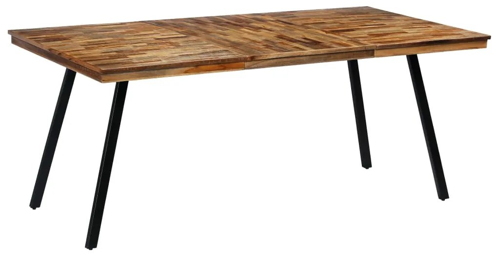 Mesa de jantar madeira de teca recuperada e aço 180x90x76 cm