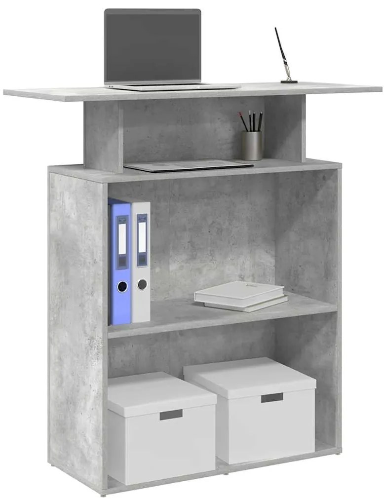 vidaXL Balcão de recepção 100x40x104 cm deriv. madeira cinza cimento