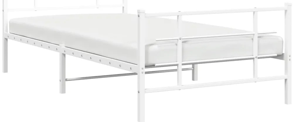 Estrutura de cama com cabeceira e pés 107x203 cm metal branco