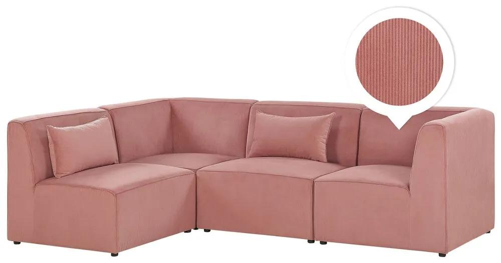 Sofá de canto direito com 4 lugares em bombazine rosa LEMVIG Beliani