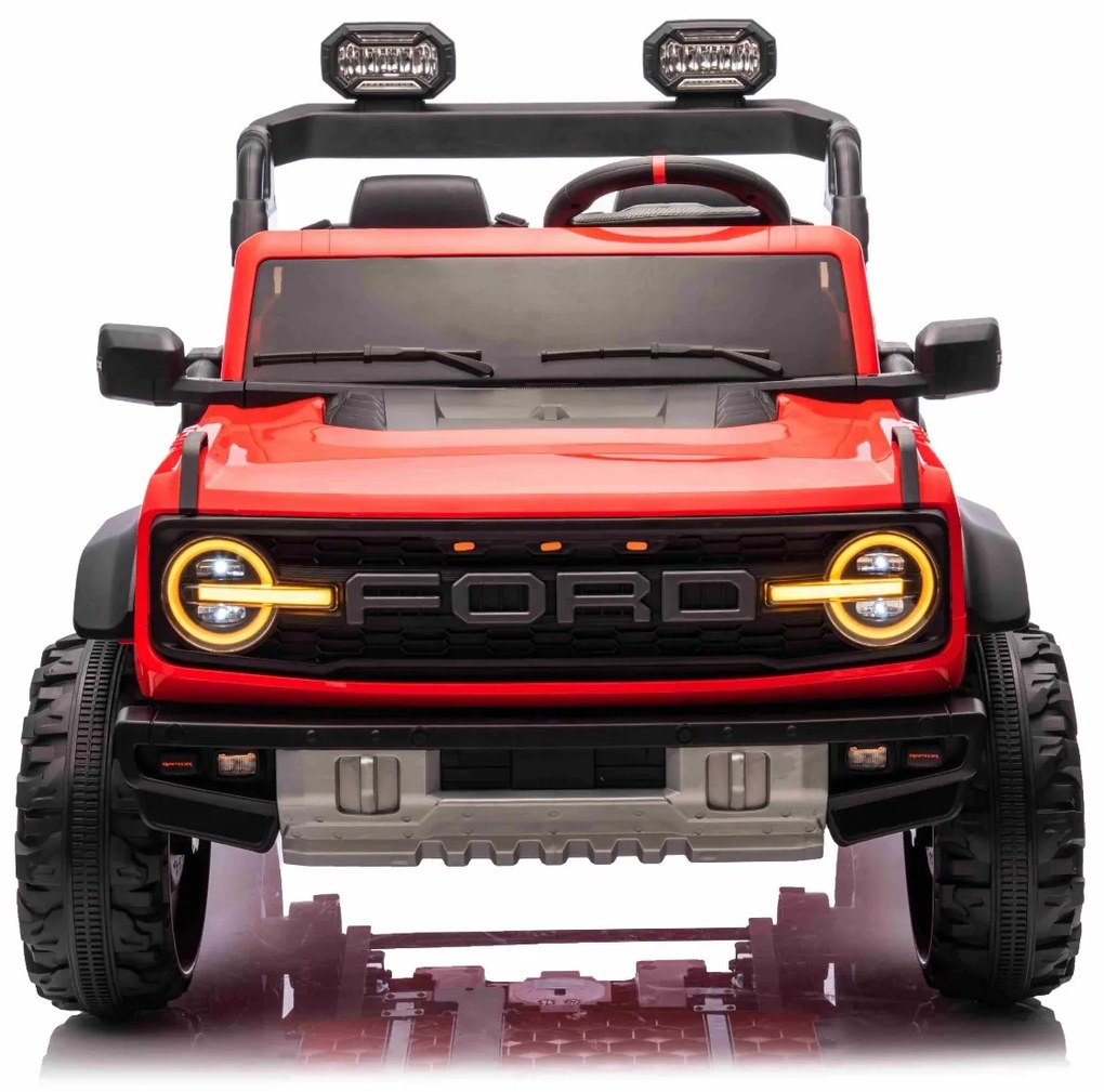 Carro elétrico para crianças 24V 2 lugares Ford Bronco XXL com tração traseira, licenciado Rodas Plástico Vermelho