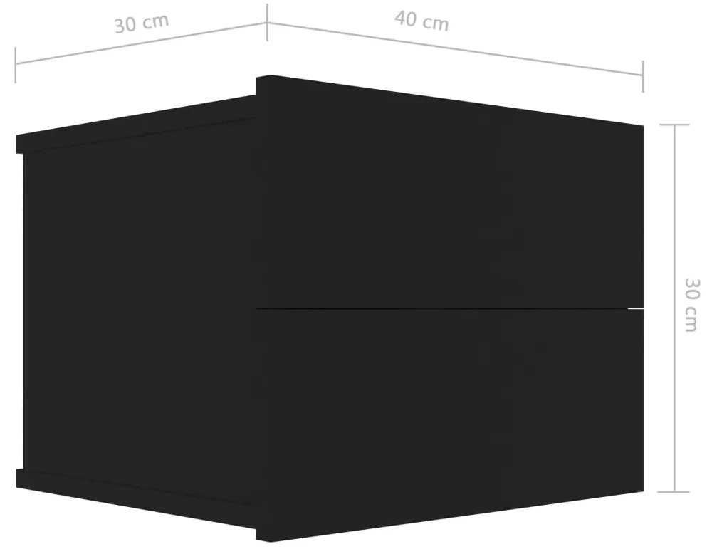 Mesa de cabeceira 40x30x30 cm contraplacado preto