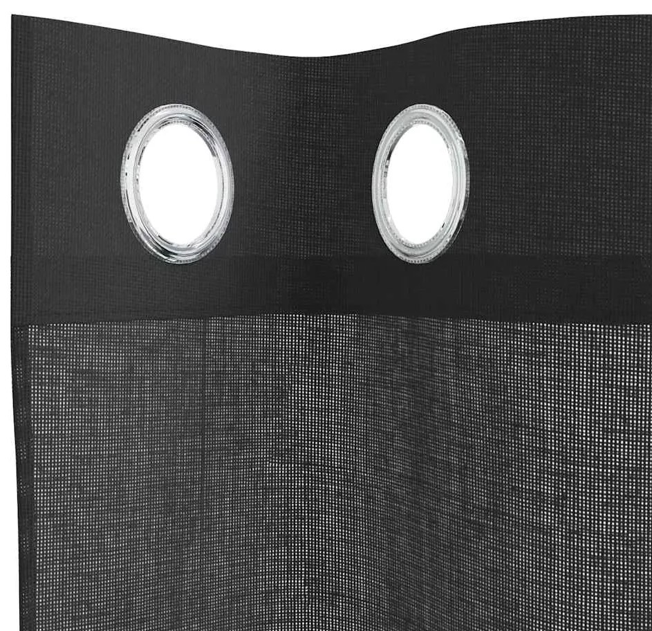 Cortinas de voile com ilhós 2 pcs preto 140x245 cm