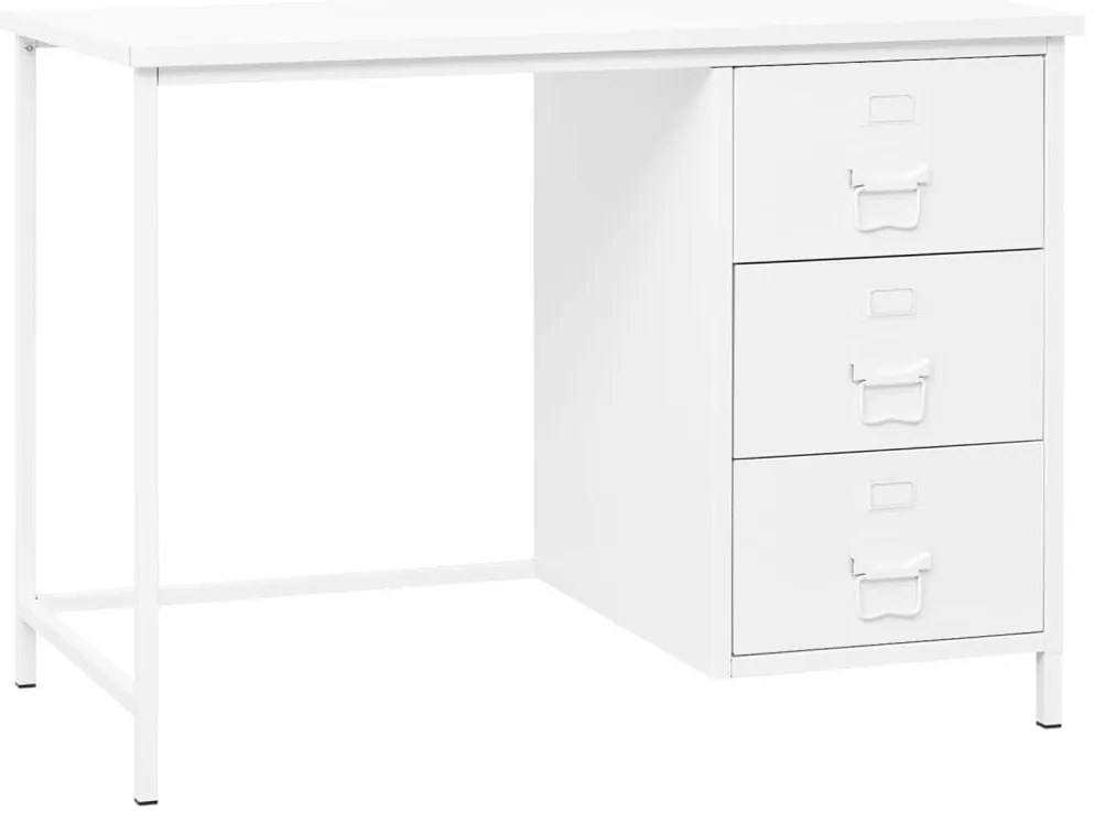 Secretária industrial c/ gavetas 105x52x75 cm aço branco