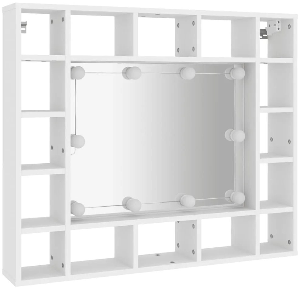 Armário espelhado com luzes LED 91x15x76,5 cm branco