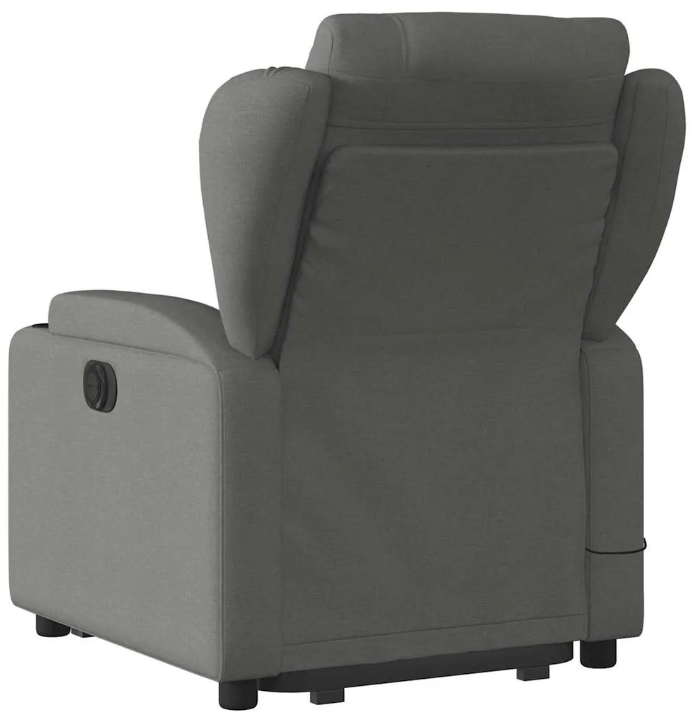 Poltrona elevatória de massagens tecido cinzento-escuro