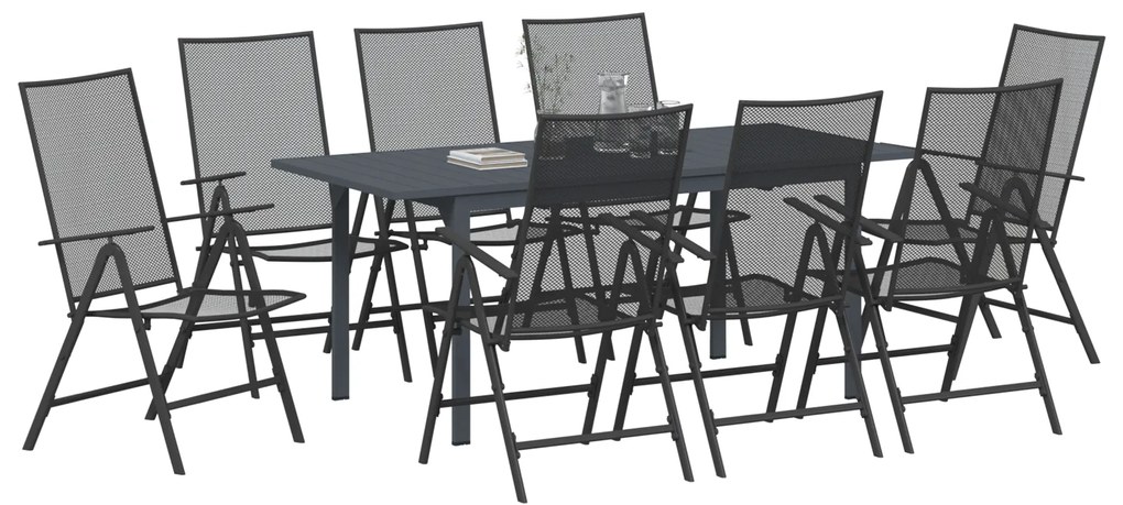 Conjunto de Jantar de 9 Peças em Aço Antracite