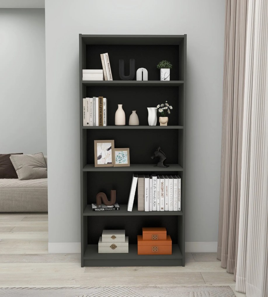 Estante Manolya – Cinzento Escuro – 80 cm x 180 cm x 28 cm