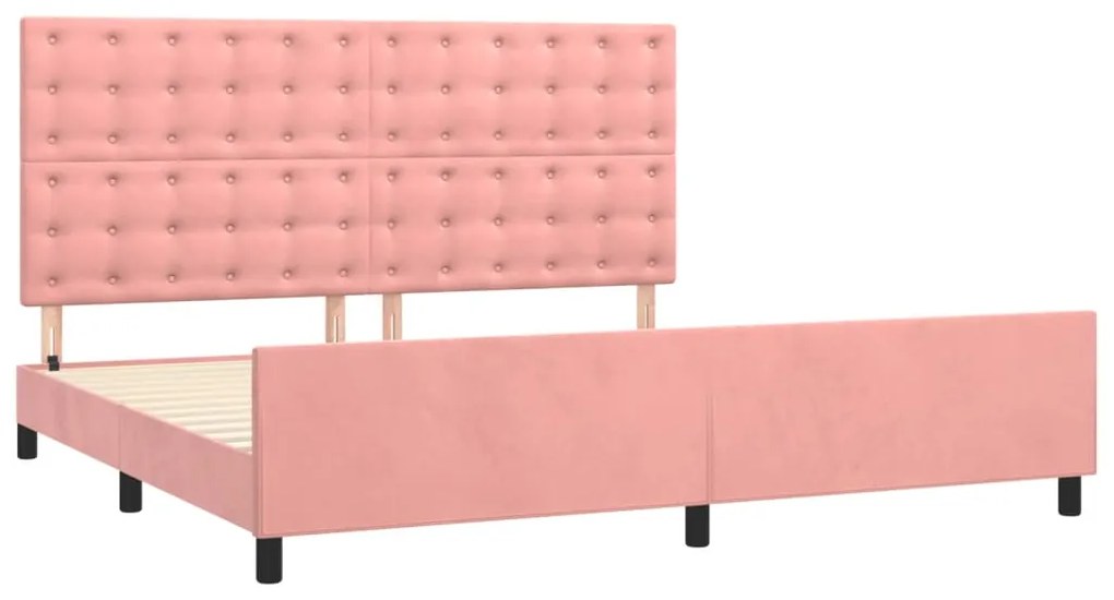 Estrutura de cama c/ cabeceira 200x200 cm veludo rosa