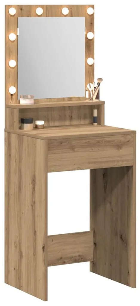 Penteadeira vidaXL com Luzes LED Carvalho Artisan 50x41x135 cm