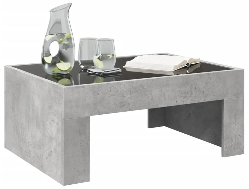 Mesa de centro luzes LED Infinity 70x50x30 cm cinzento cimento
