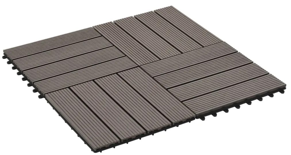 Ladrilhos de pavimento 11 pcs WPC 1m² 30x30 cm castanho escuro