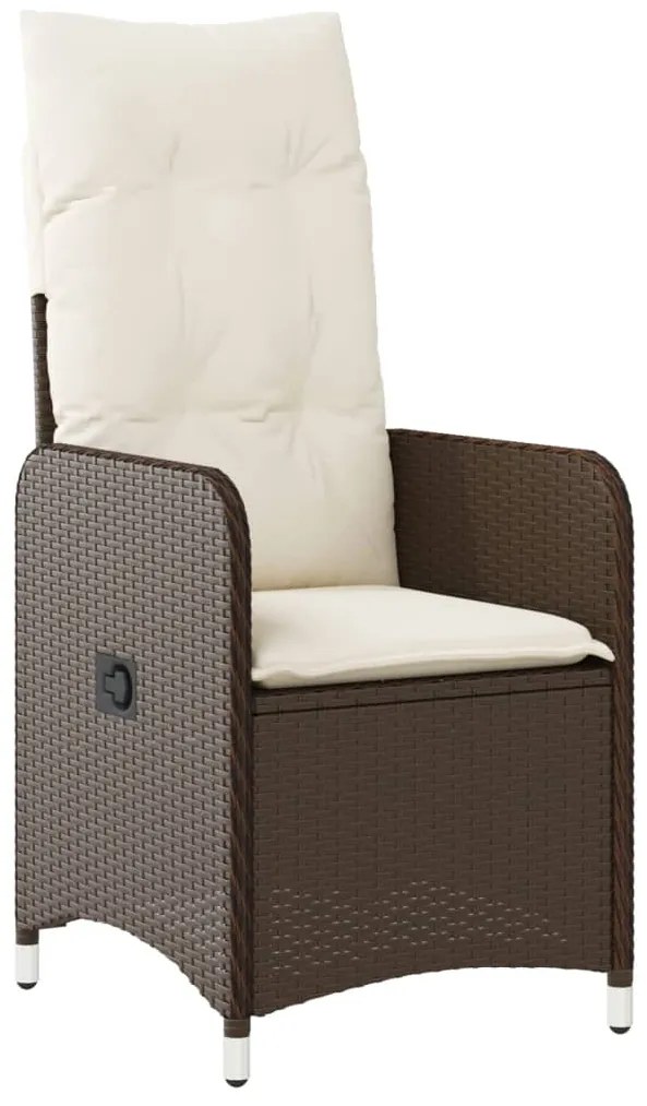 Cadeiras jardim reclináveis 2 pcs c/ mesa vime PE castanho