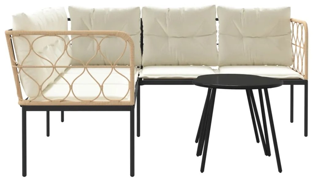 Conjunto de sofás de jardim c/ almofadões aço/textilene preto