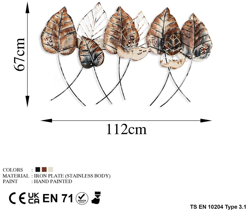 Acessório Decorativo de Parede Casting Leaf – Multicolor – 67 x 112 cm