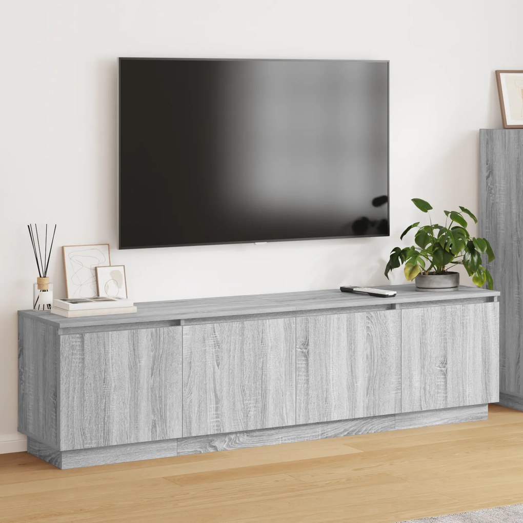 vidaXL Armário de TV com LED Cinza Sonoma 180x38x49 cm Madeira Engenheirada