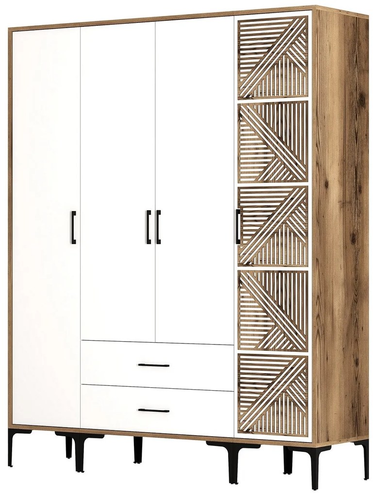 Guarda-Roupa Kumsal STP – Nogueira e Branco – 160x47,5x201,4 cm