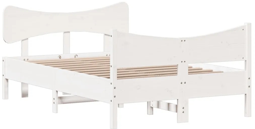 Cama sem colchão 120x200 cm madeira de pinho maciça branco