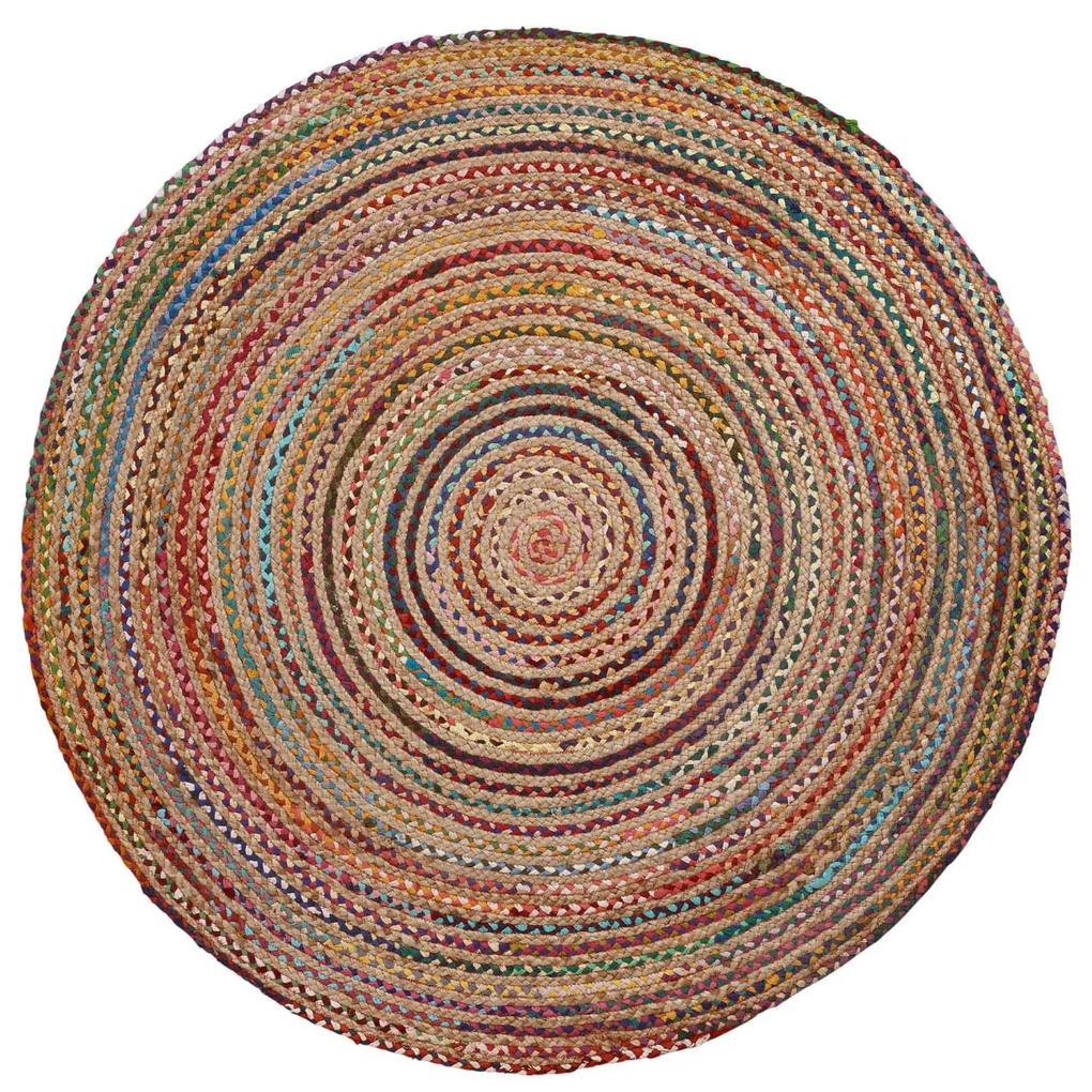Kave Home - Tapete redondo Saht de juta e algodão multicolor Ø 100 cm